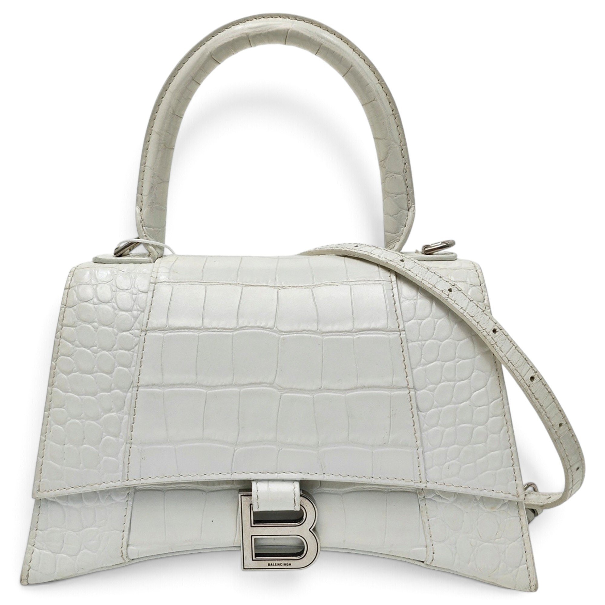 Hourglass leather handbag