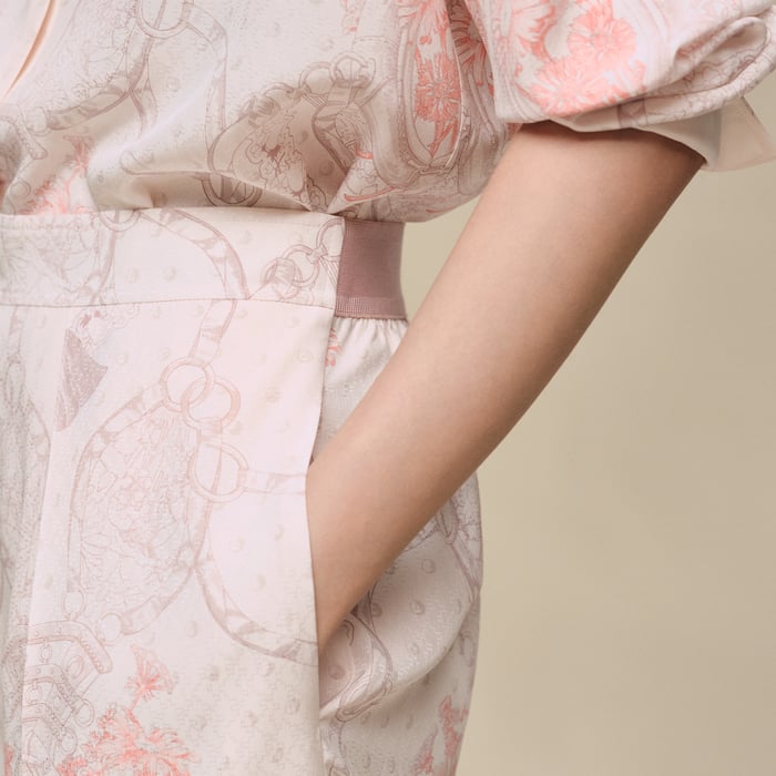 Rose Opaline Pantalon Pyjama Imprimé « aux Champs Remix »