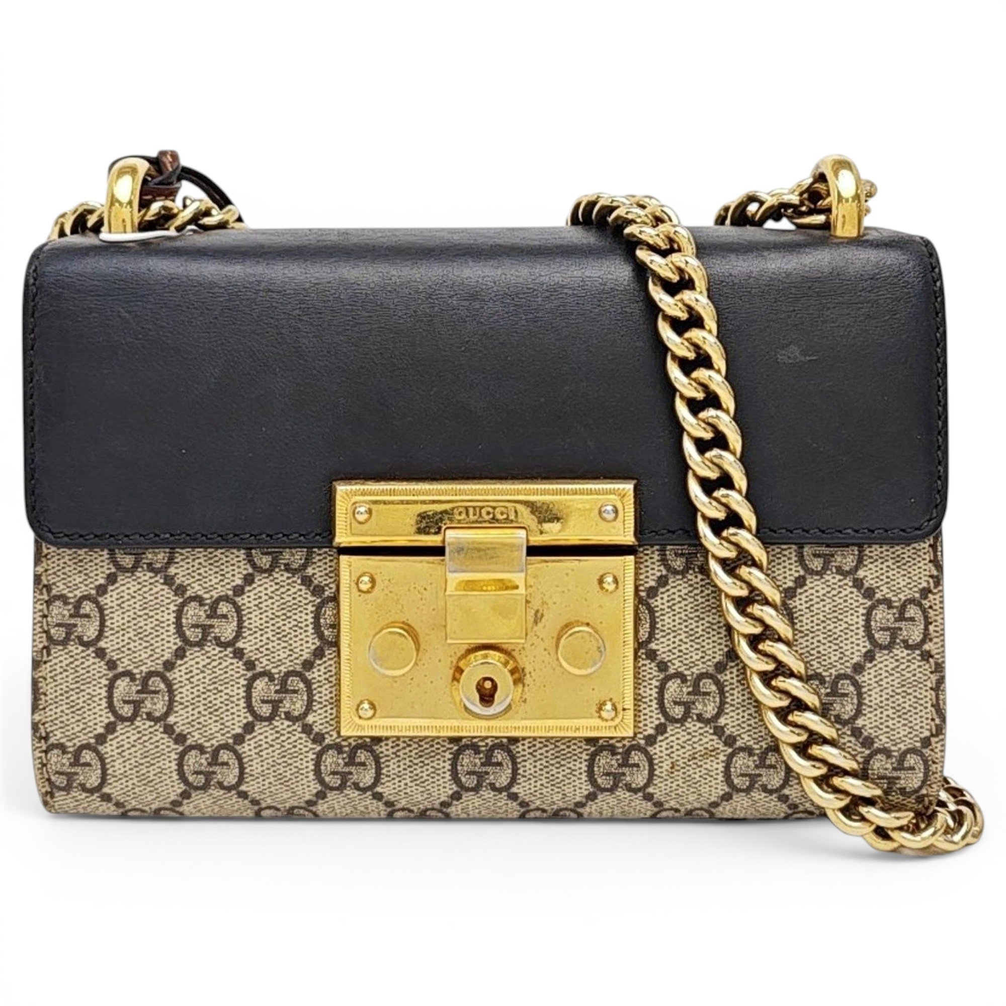 Padlock leather handbag