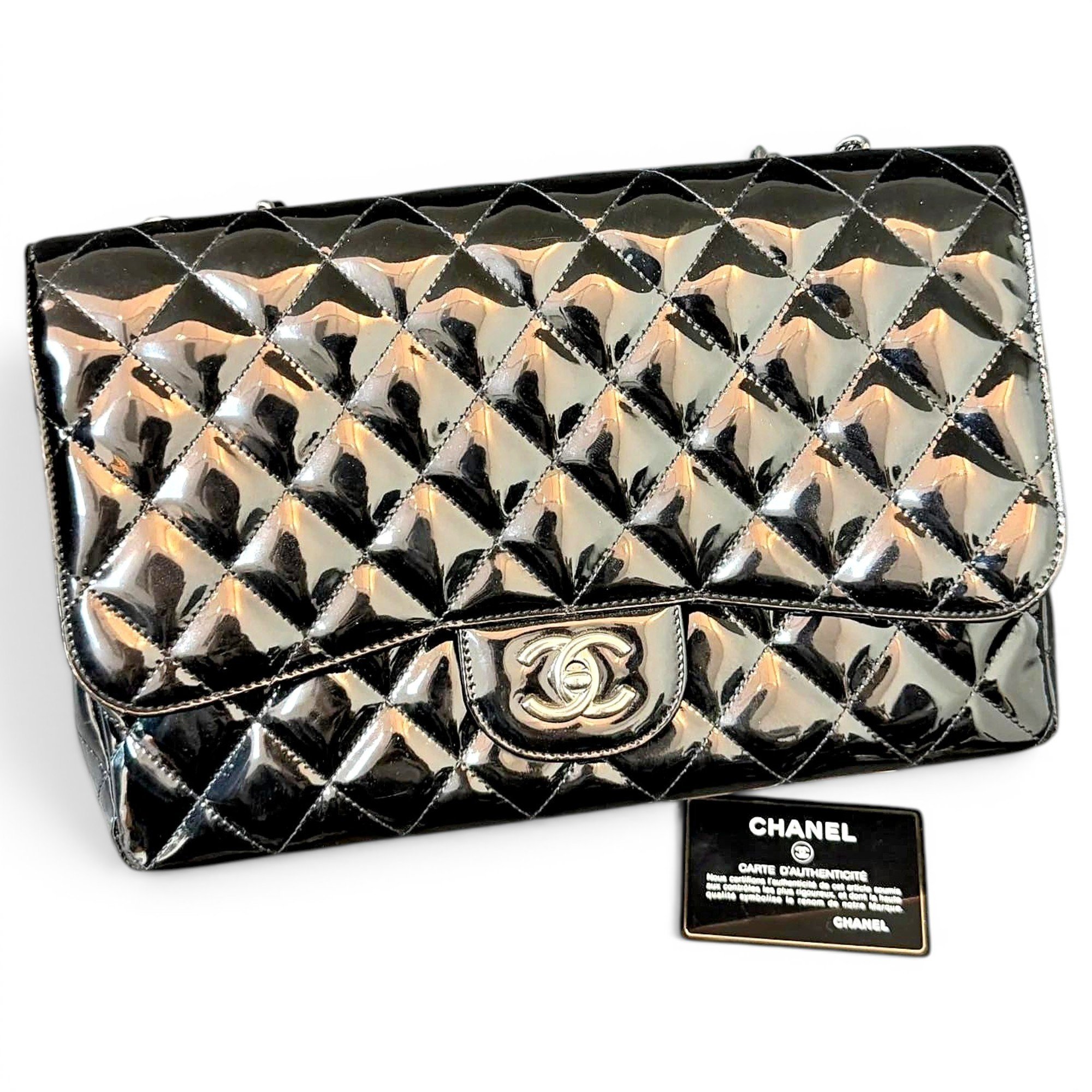 Patent leather handbag