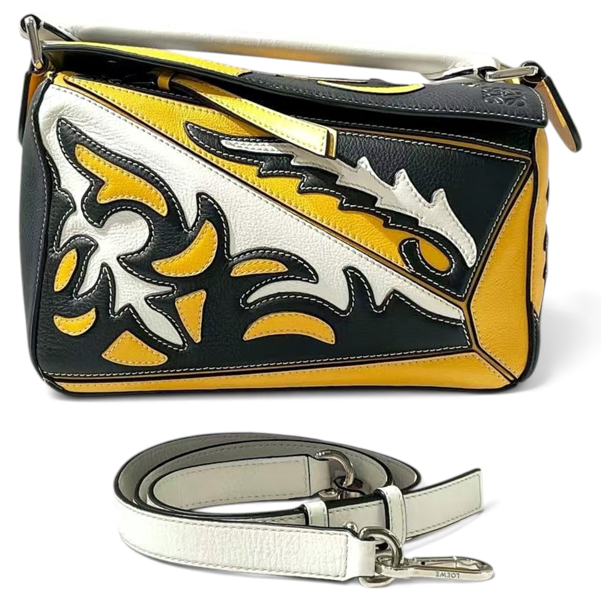 Puzzle leather handbag