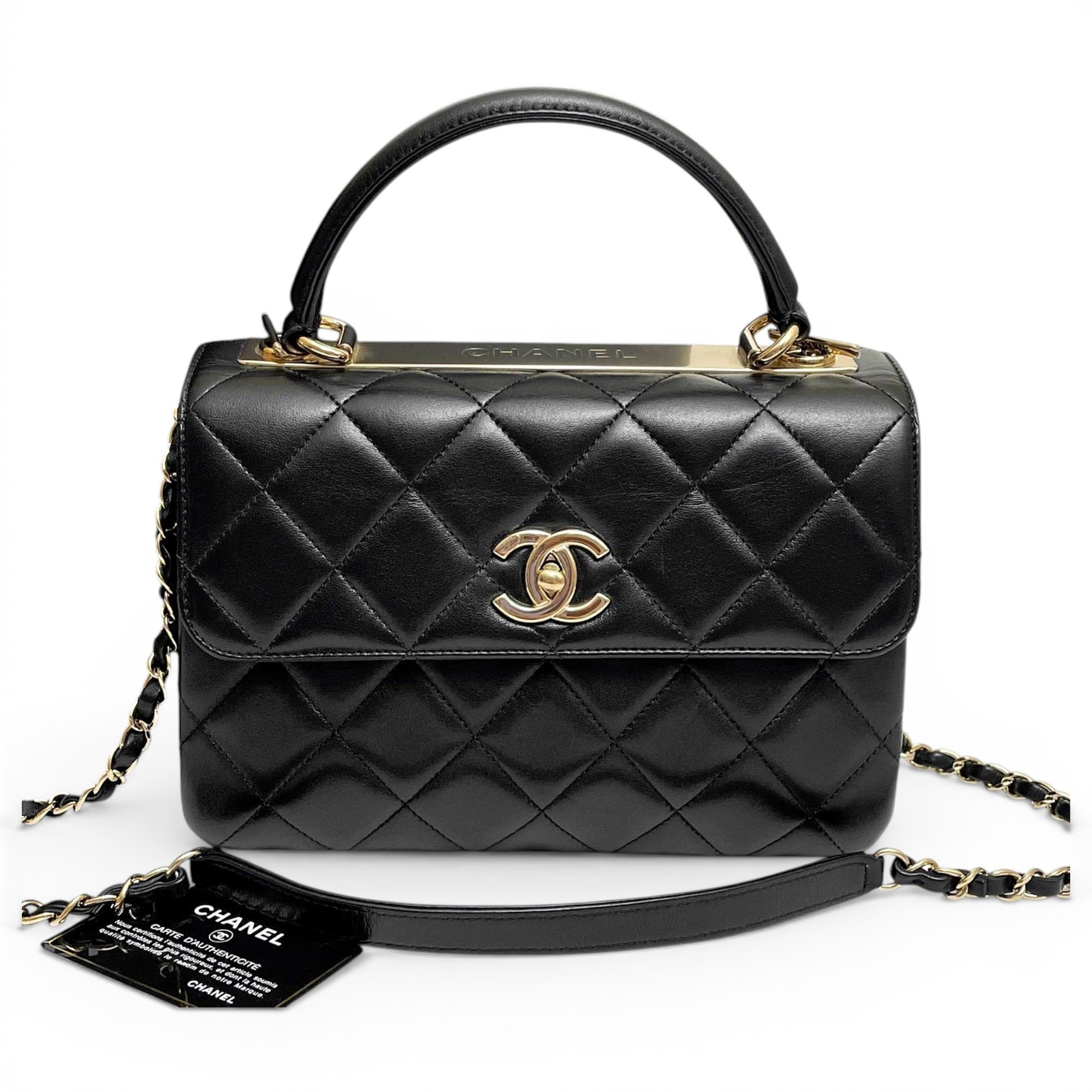 Trendy CC Top Handle leather handbag