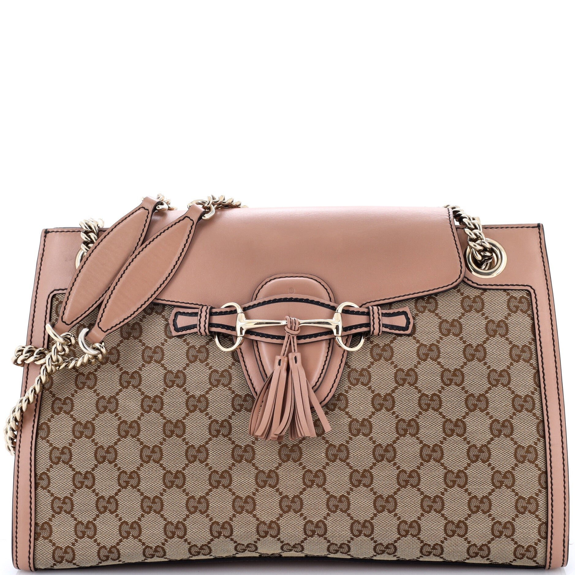 Emily Chain Flap Shoulder Bag GG Canvas and Leather Large