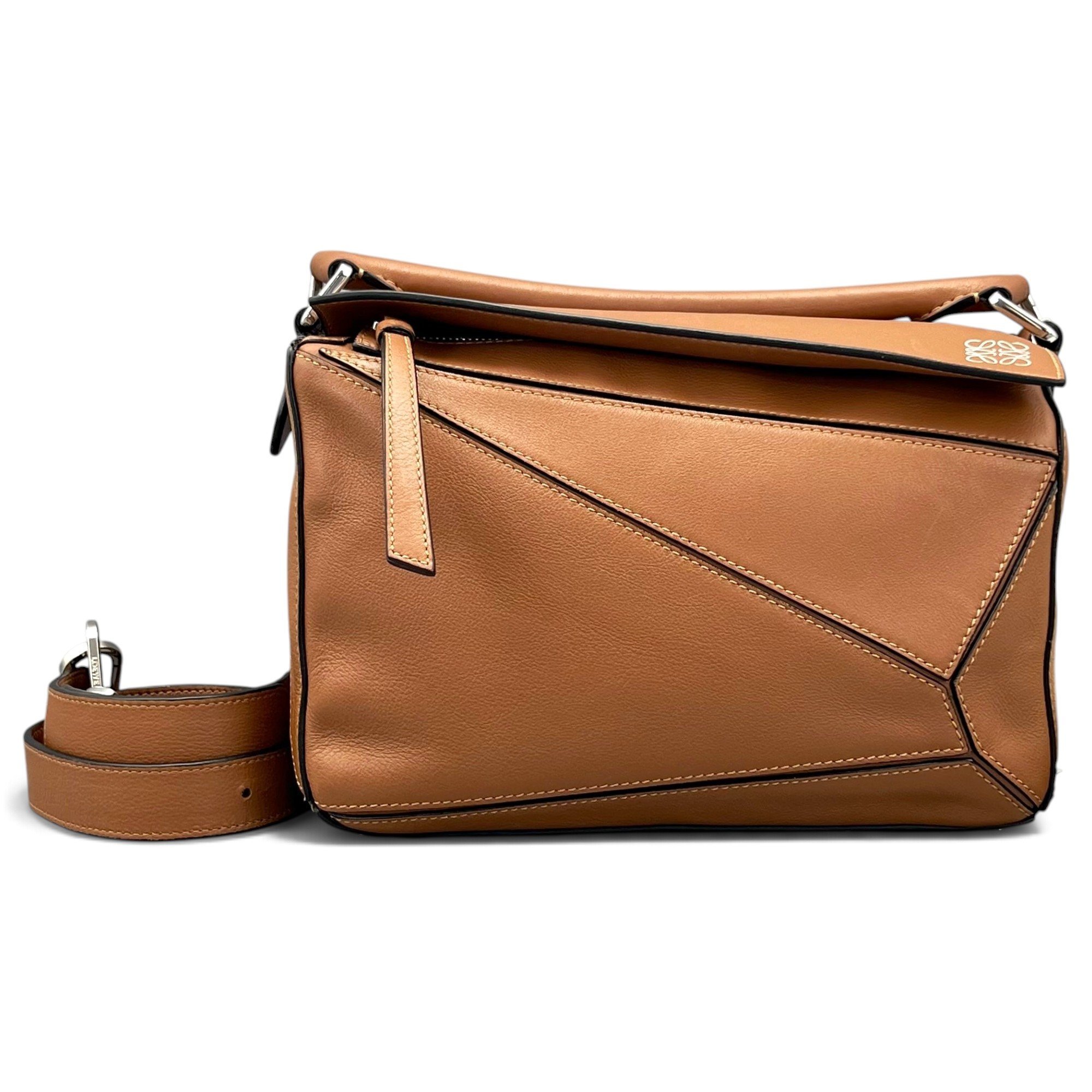 Puzzle leather handbag