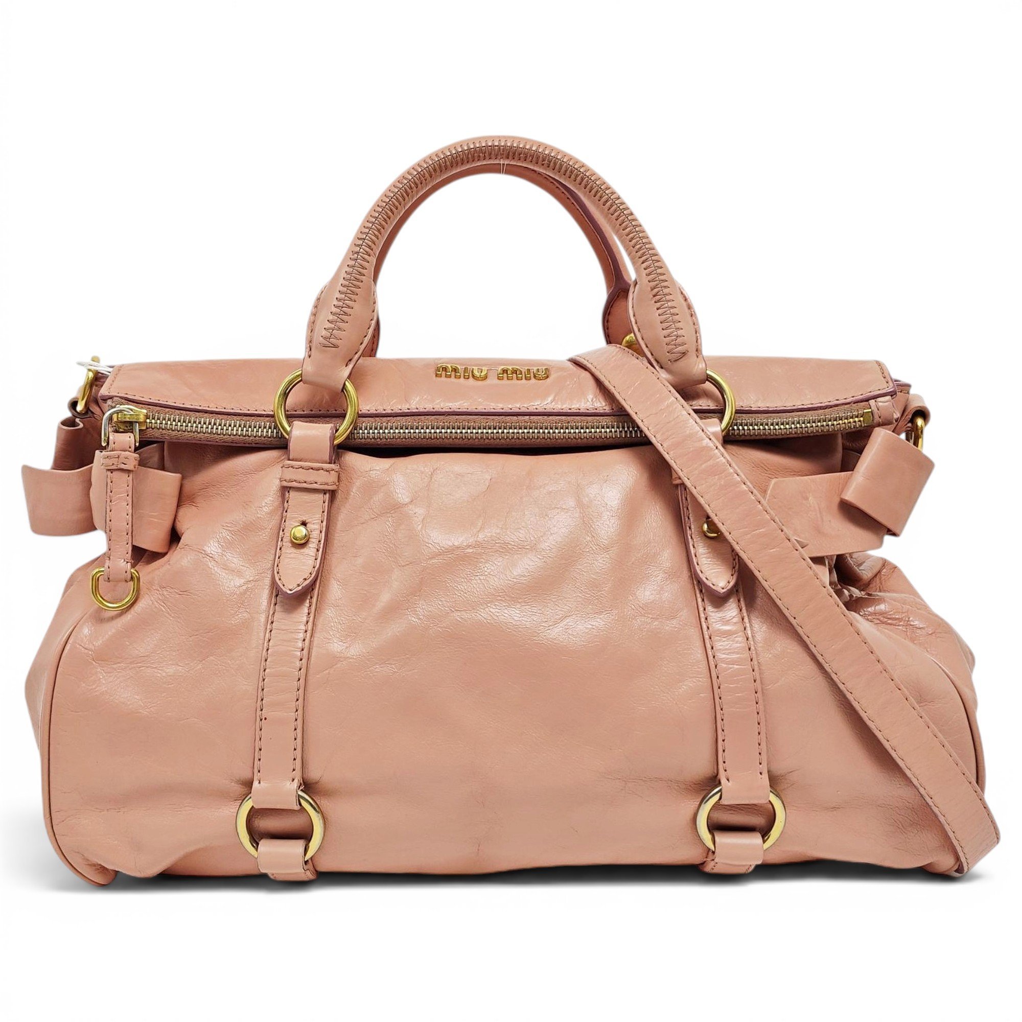 Bow bag leather handbag