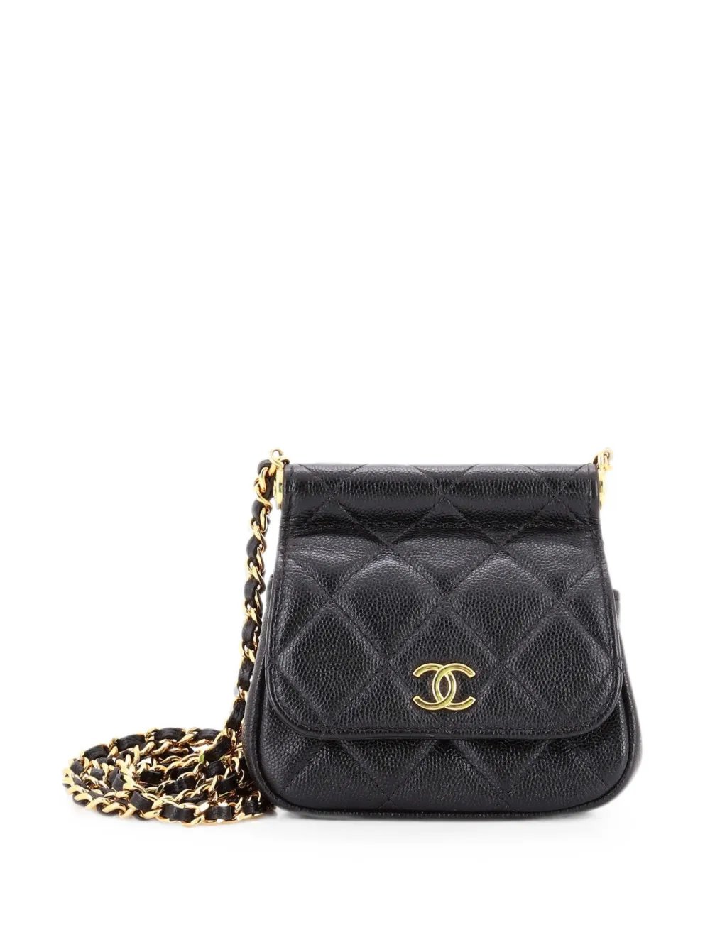 Bar Clutch on Chain Quilted Caviar Mini crossbody bag