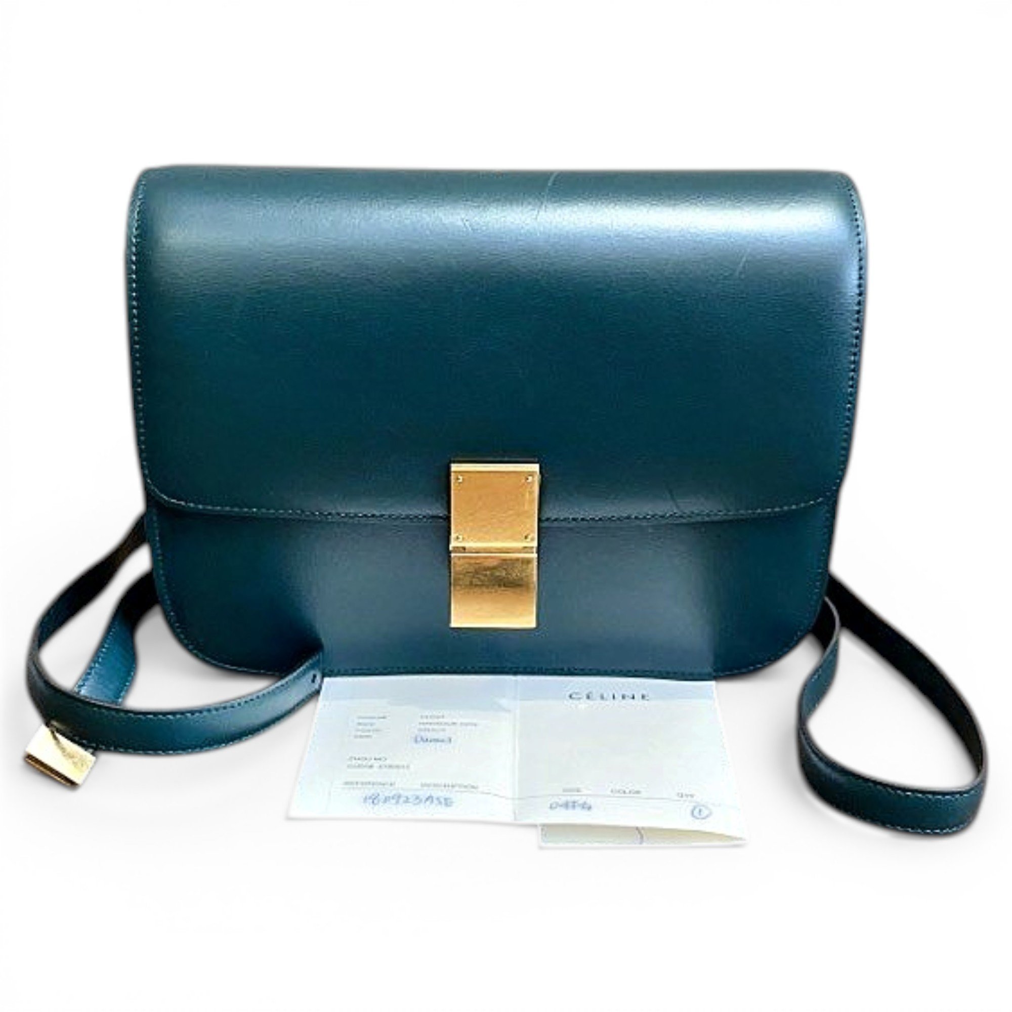 Clasp box leather handbag