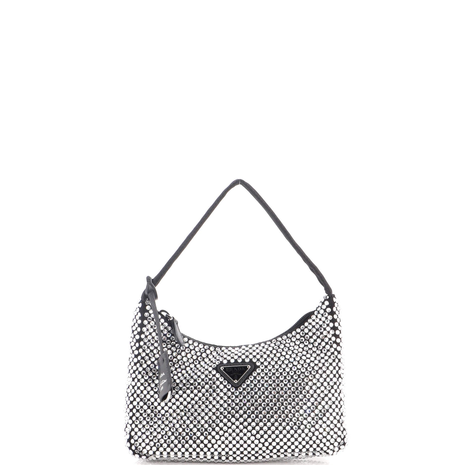 Re-Edition 2000 Hobo Crystal Embellished Satin Mini