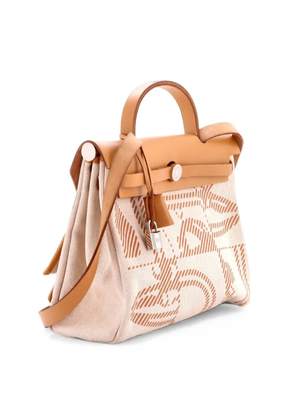 Herbag Zip Relief Brides de Gala Toile and Leather 31 shoulder bag