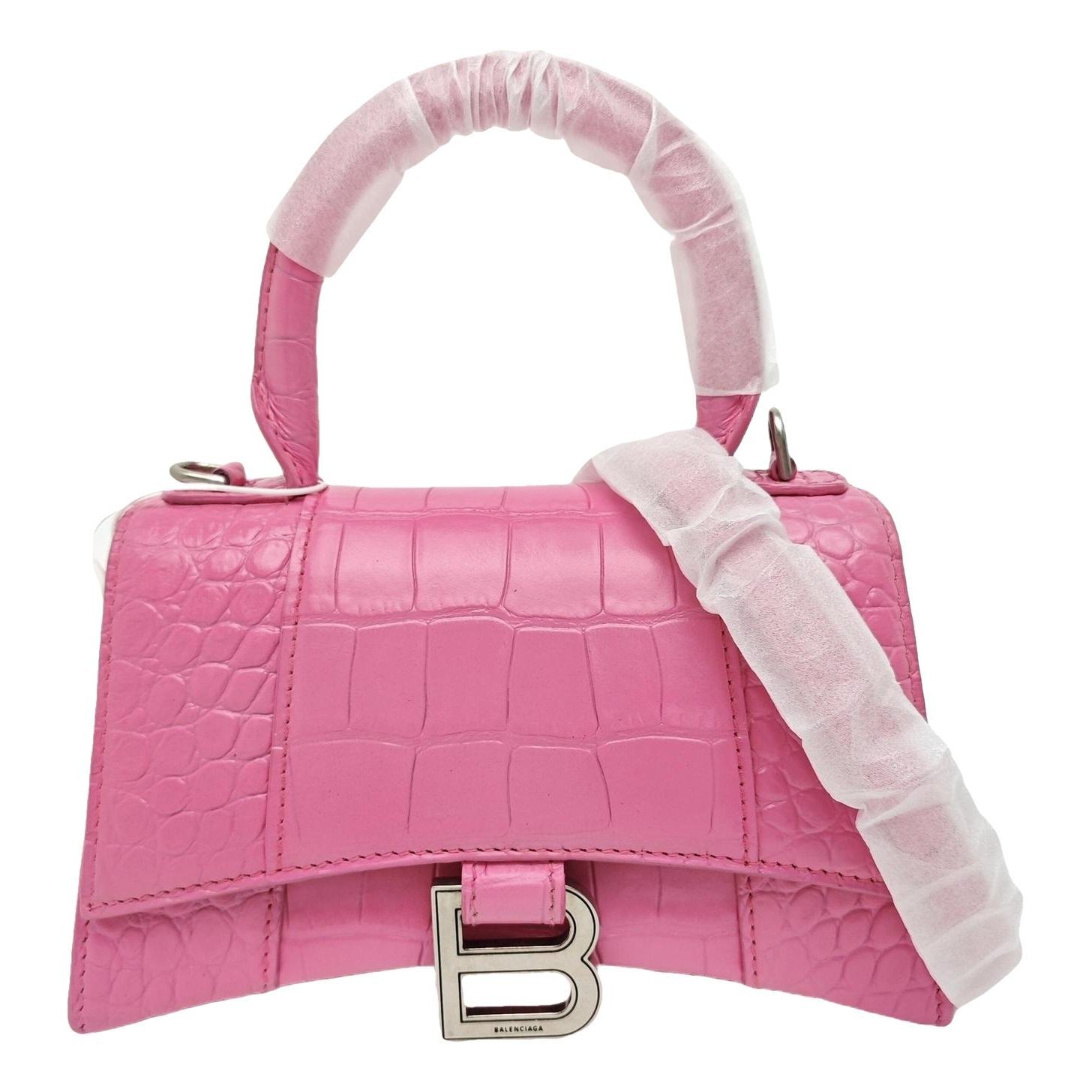 Hourglass leather handbag