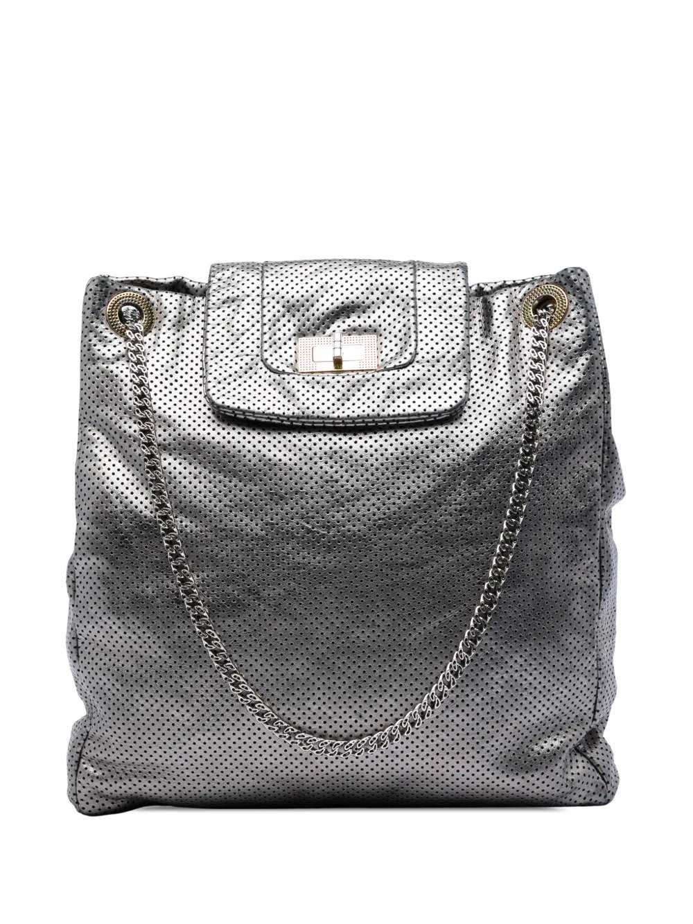 2008-2009 Perforated Crackled Metallic Calfskin Drill tote bag