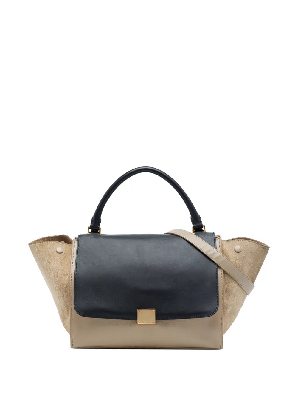 2012 Medium Bicolor Calfskin and Suede Trapeze satchel