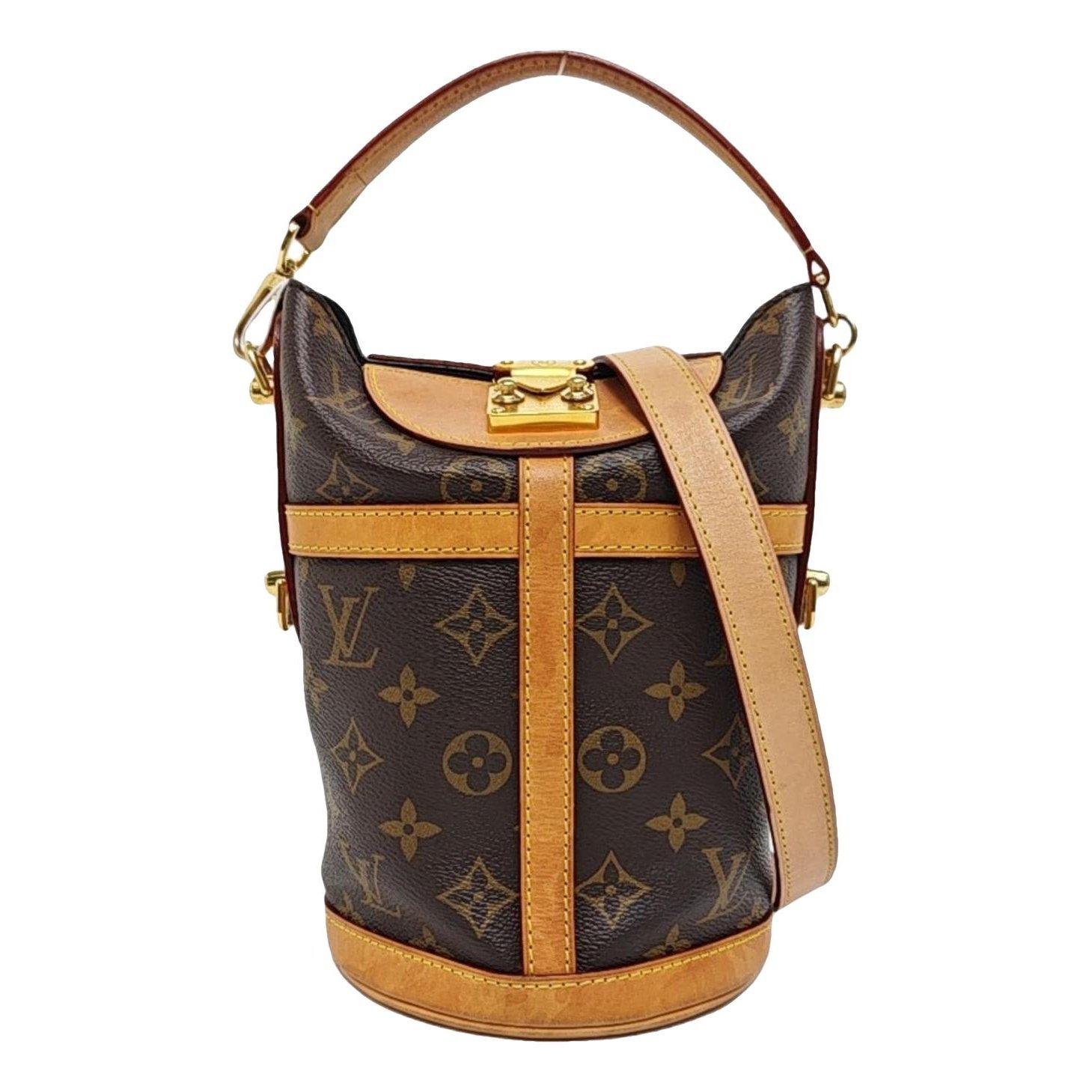 Duffle leather handbag