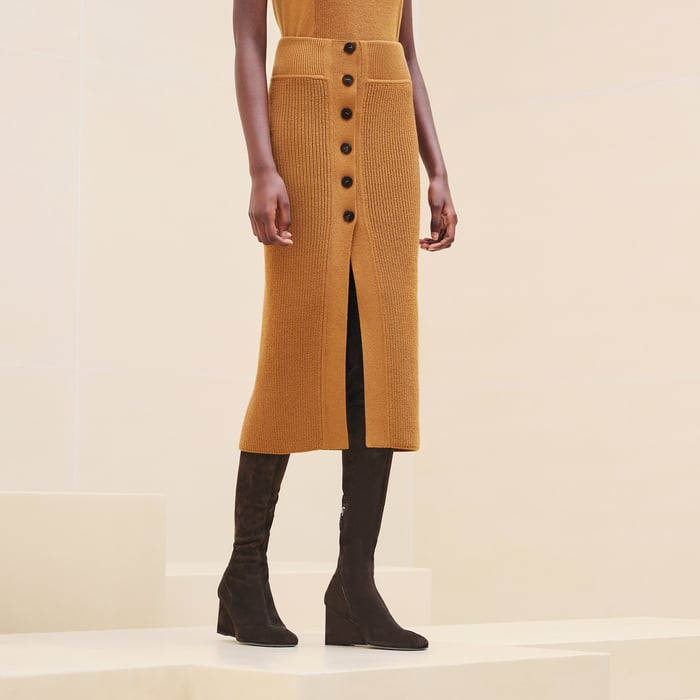 Marron Caramel Buttoned Skirt
