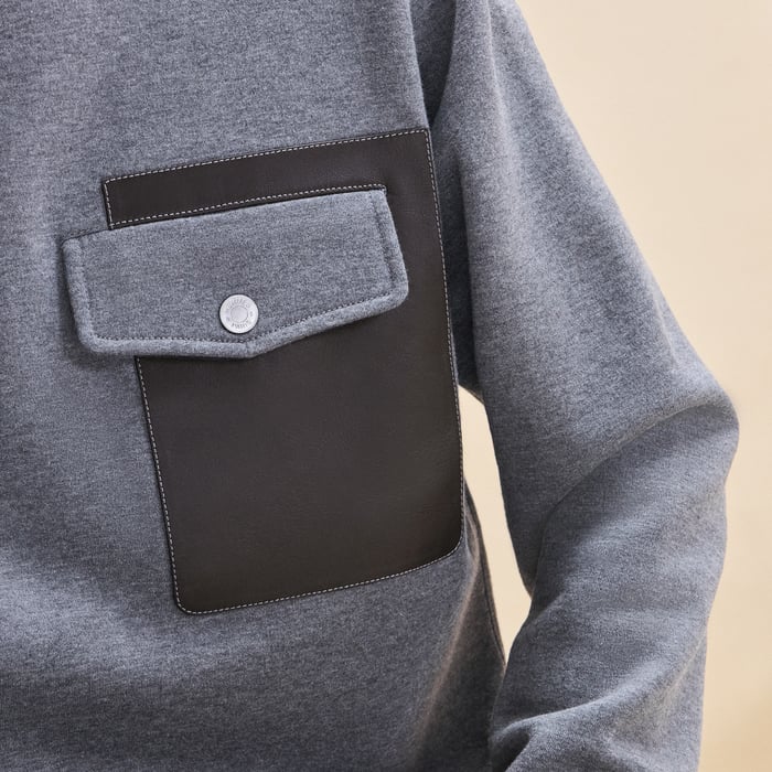 Gris "Empreinte Sellier Cuir" Crewneck Sweater