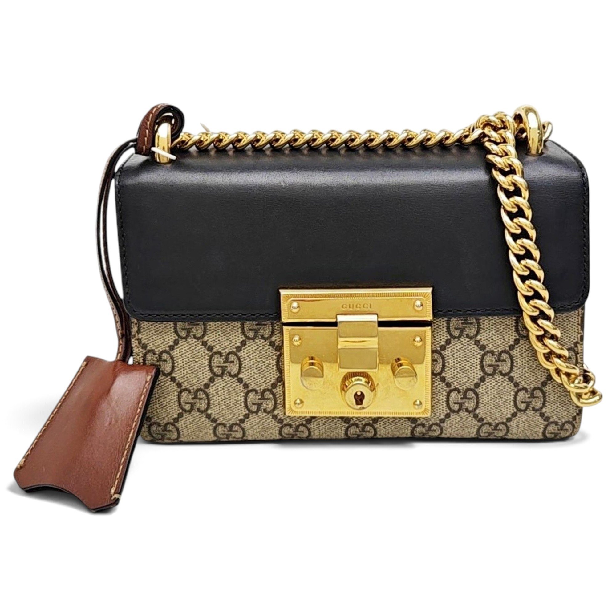 Padlock leather handbag