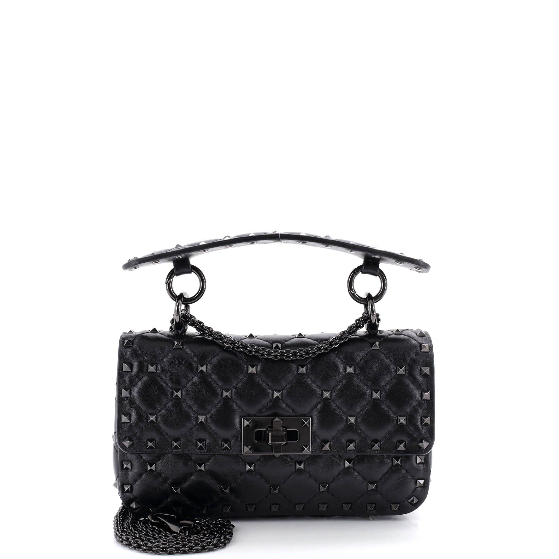 Rockstud Spike Flap Bag Quilted Leather Small