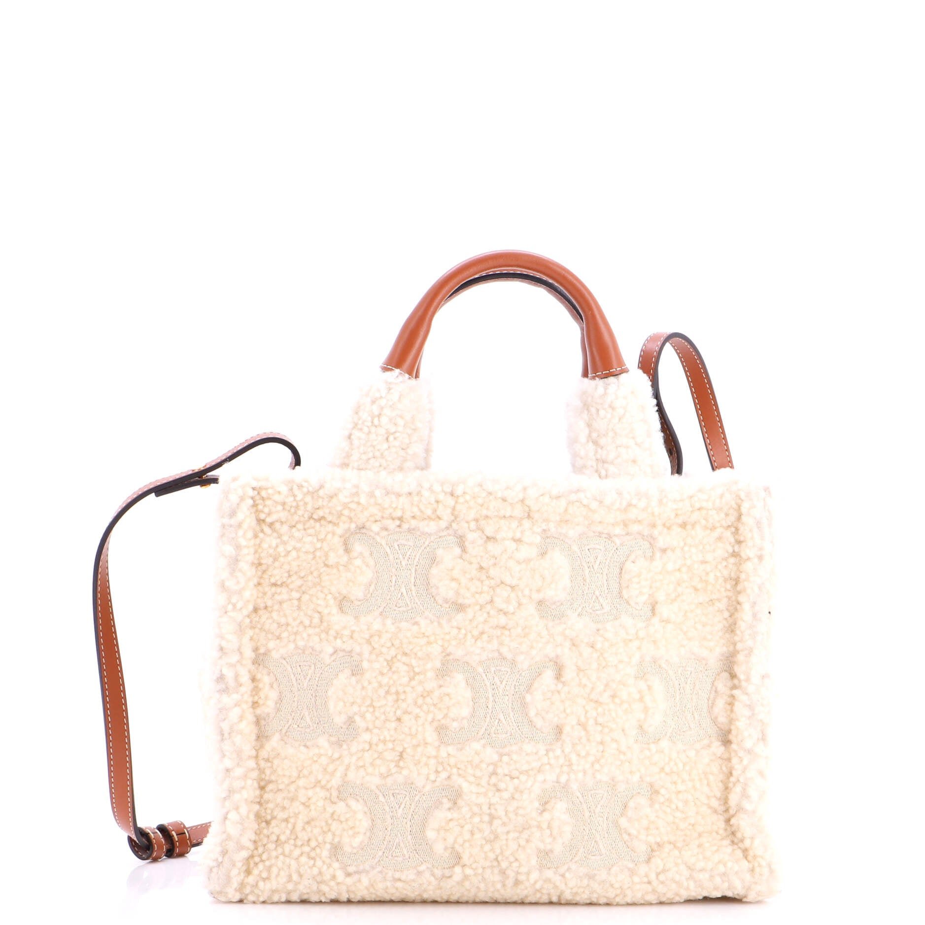Cabas Thais Tote Triomphe Embroidered Shearling Small