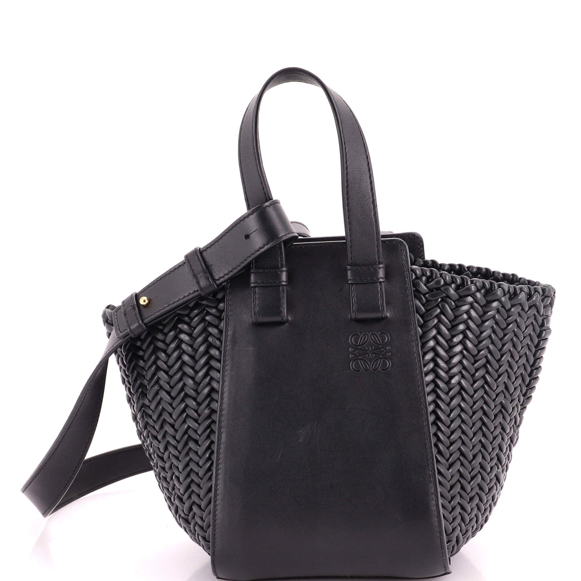 Hammock Bag Leather with Woven Detail Compact