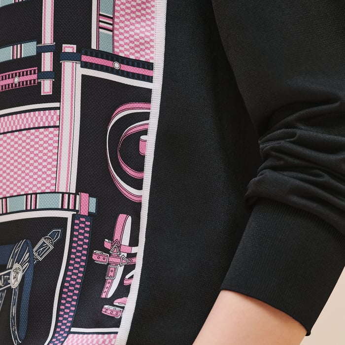 Noir "Lettres Equestres" Long-sleeve Twillaine Sweater