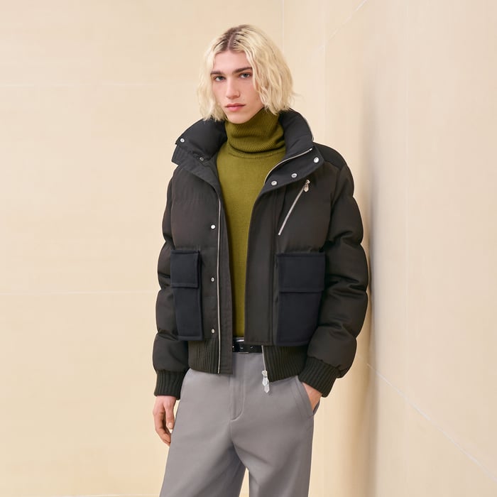 Kaki Recto Verso Puffer Coat