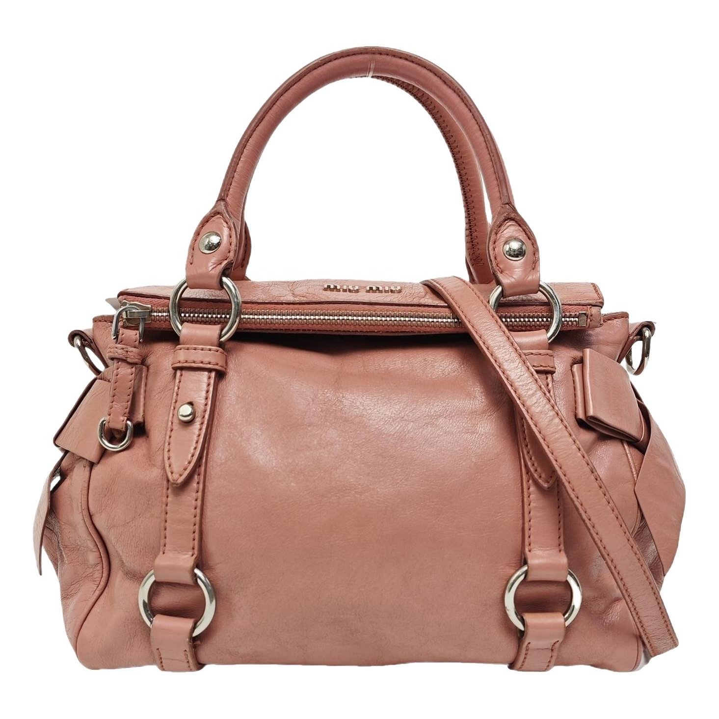 Bow bag leather handbag