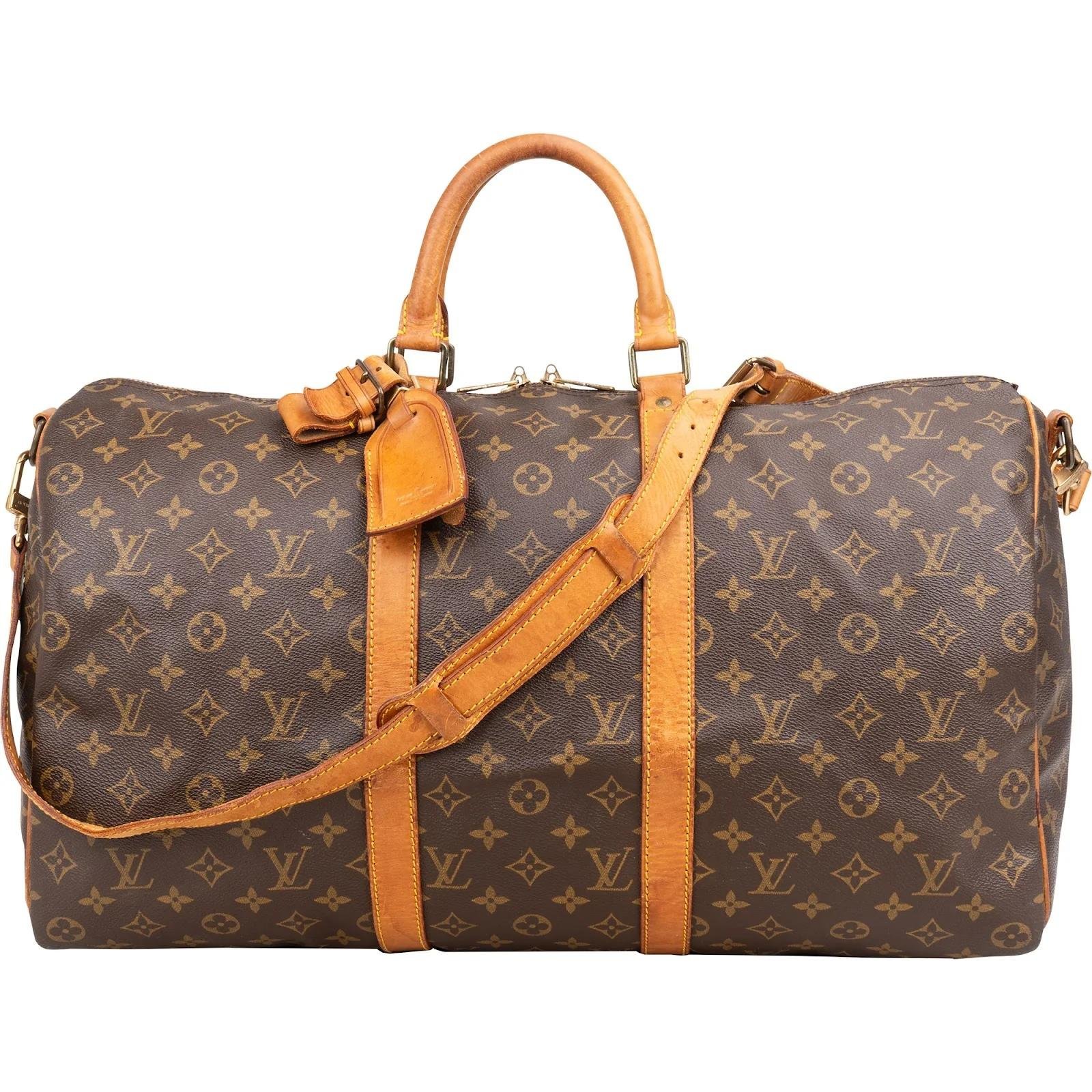 Louis Vuitton Keepall leather travel bag