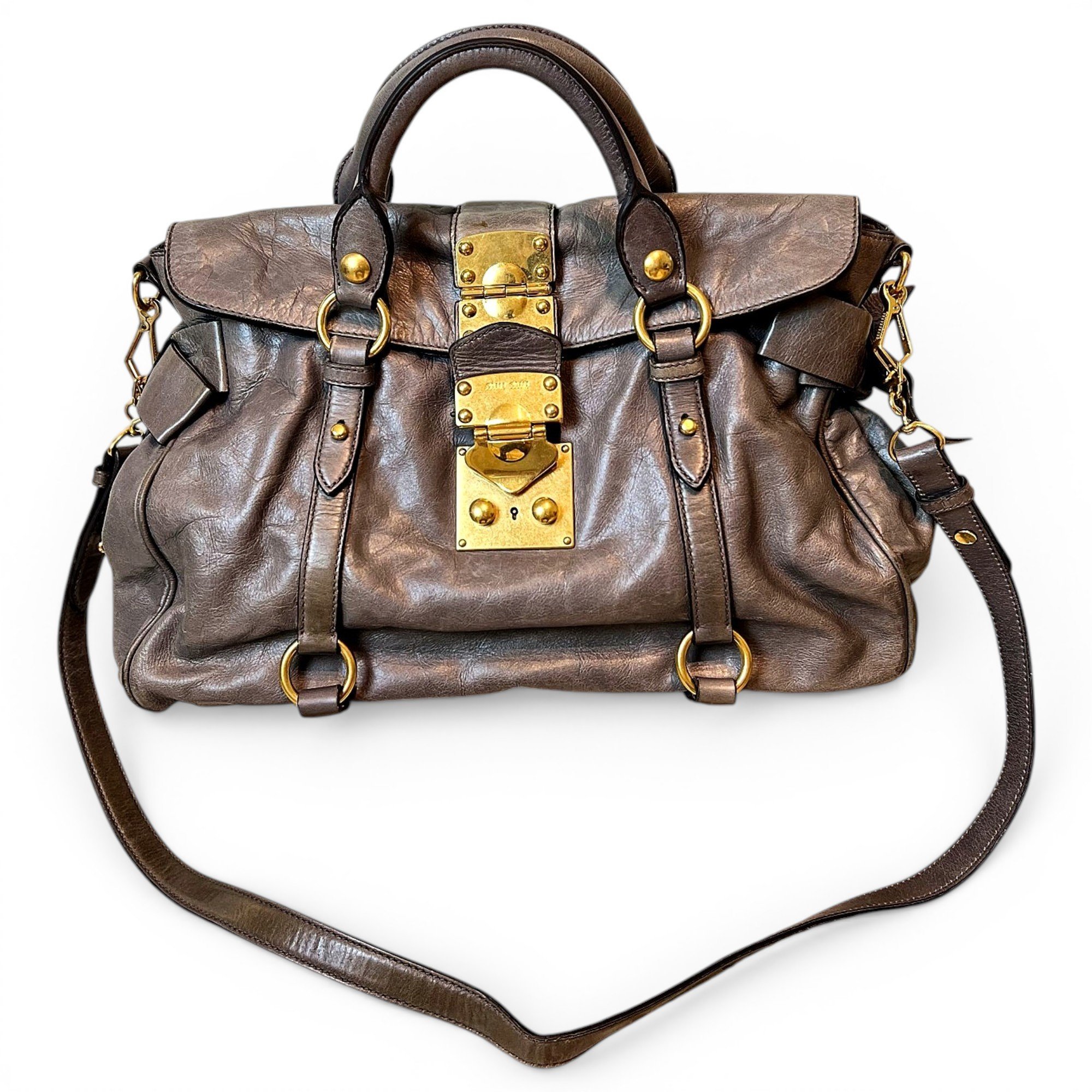 Coffer leather handbag