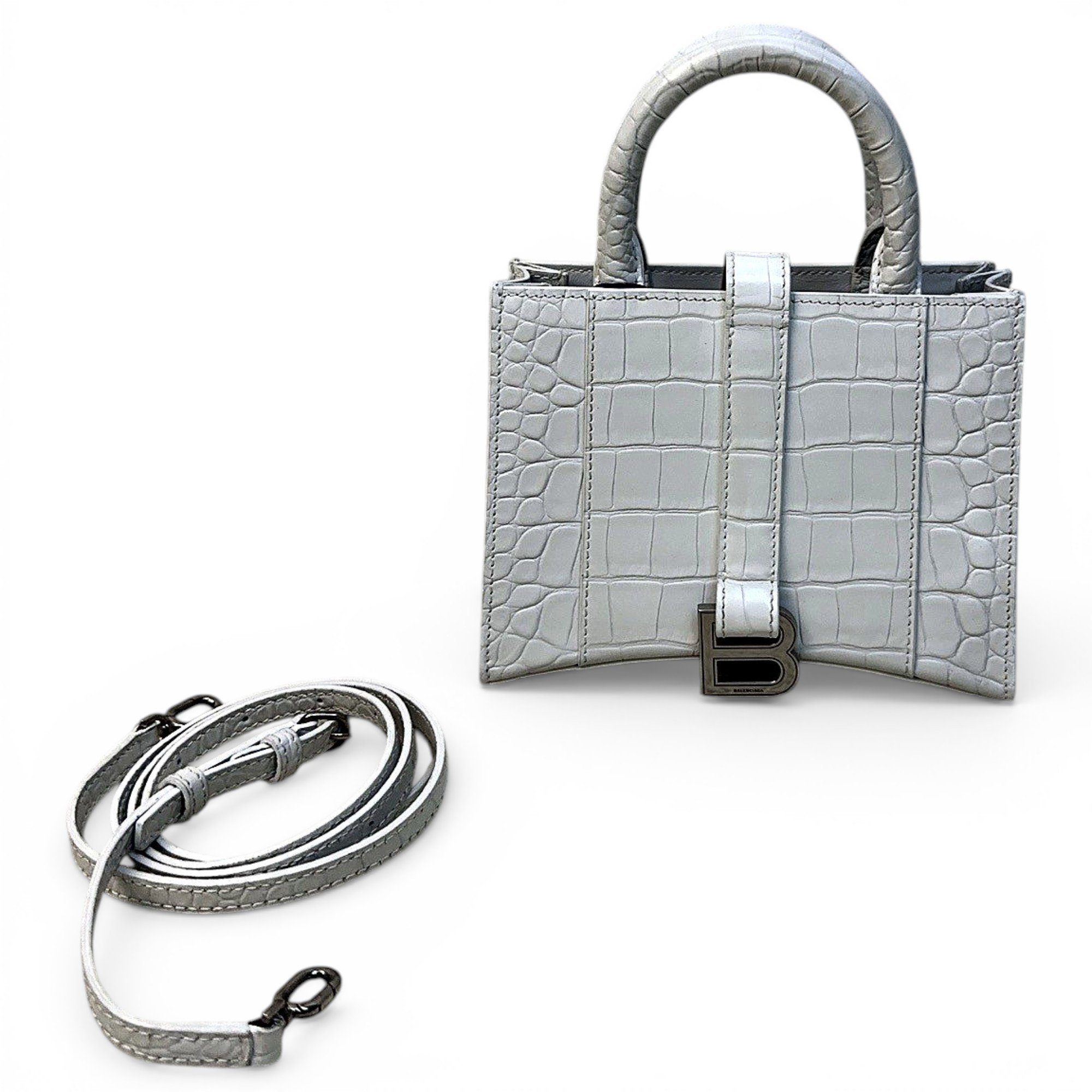 Hourglass leather handbag