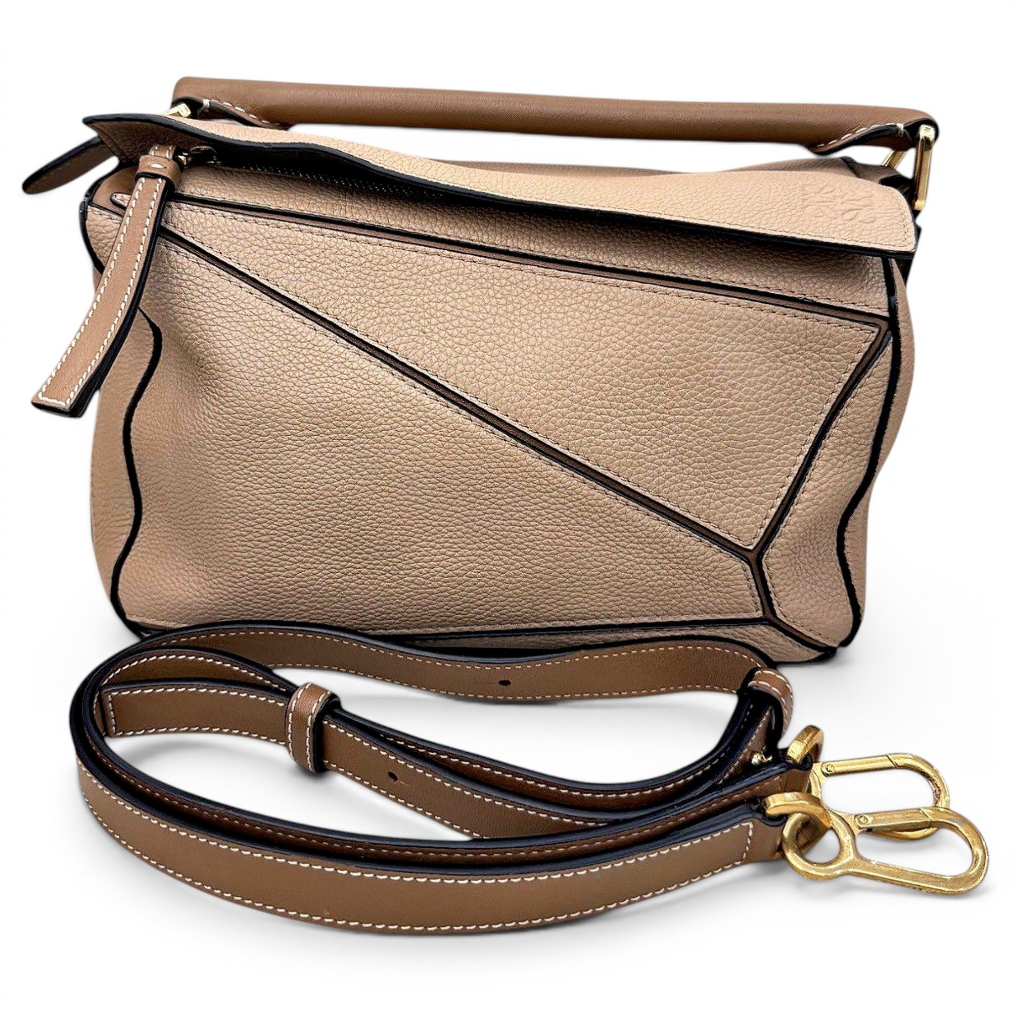 Puzzle leather handbag