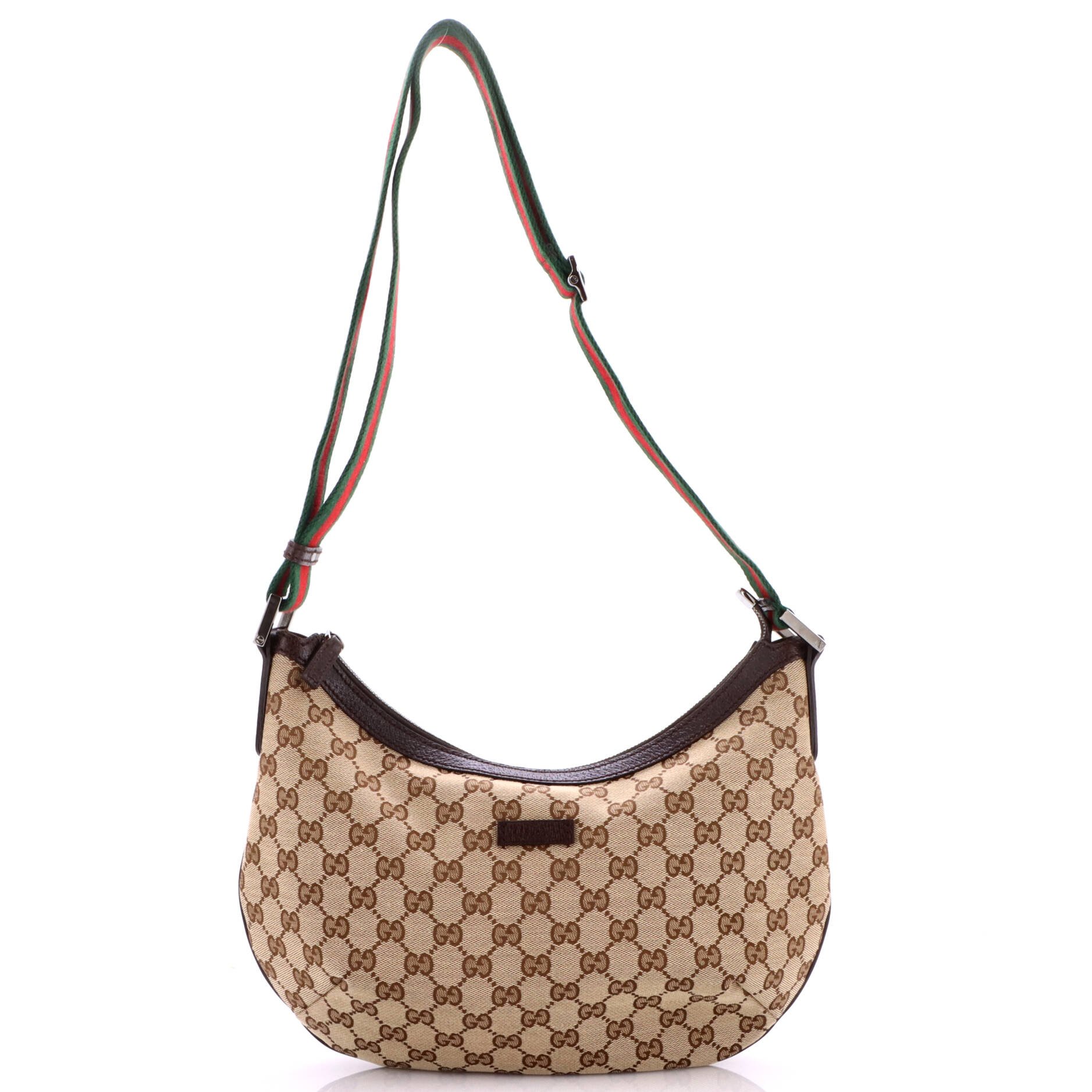 Saddle Zip Messenger Bag GG Canvas with Leather Medium