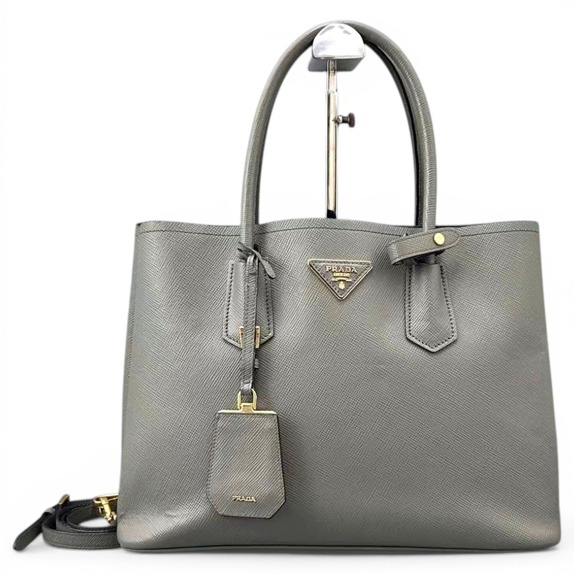 Double leather handbag