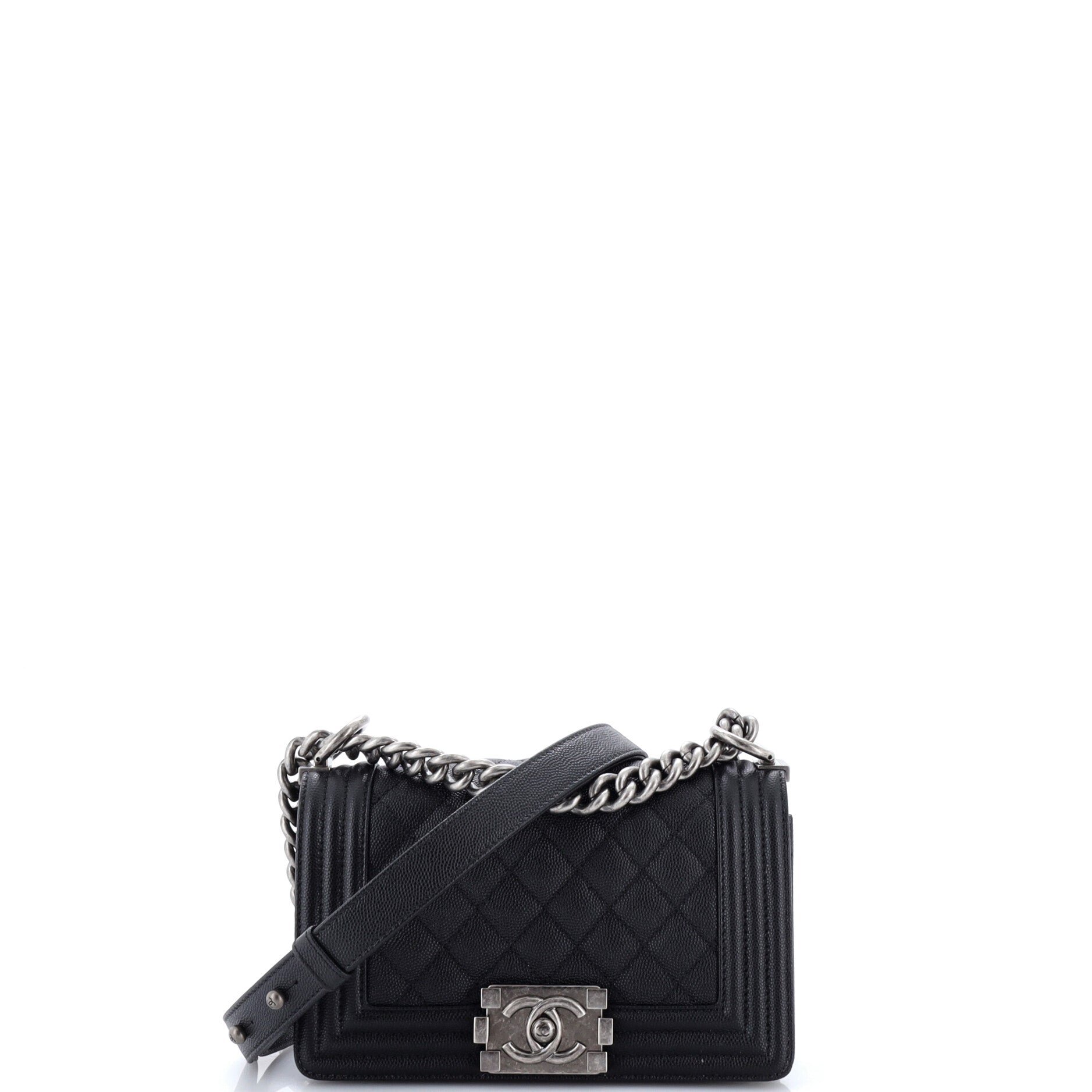 Boy Flap Bag Quilted Caviar Small