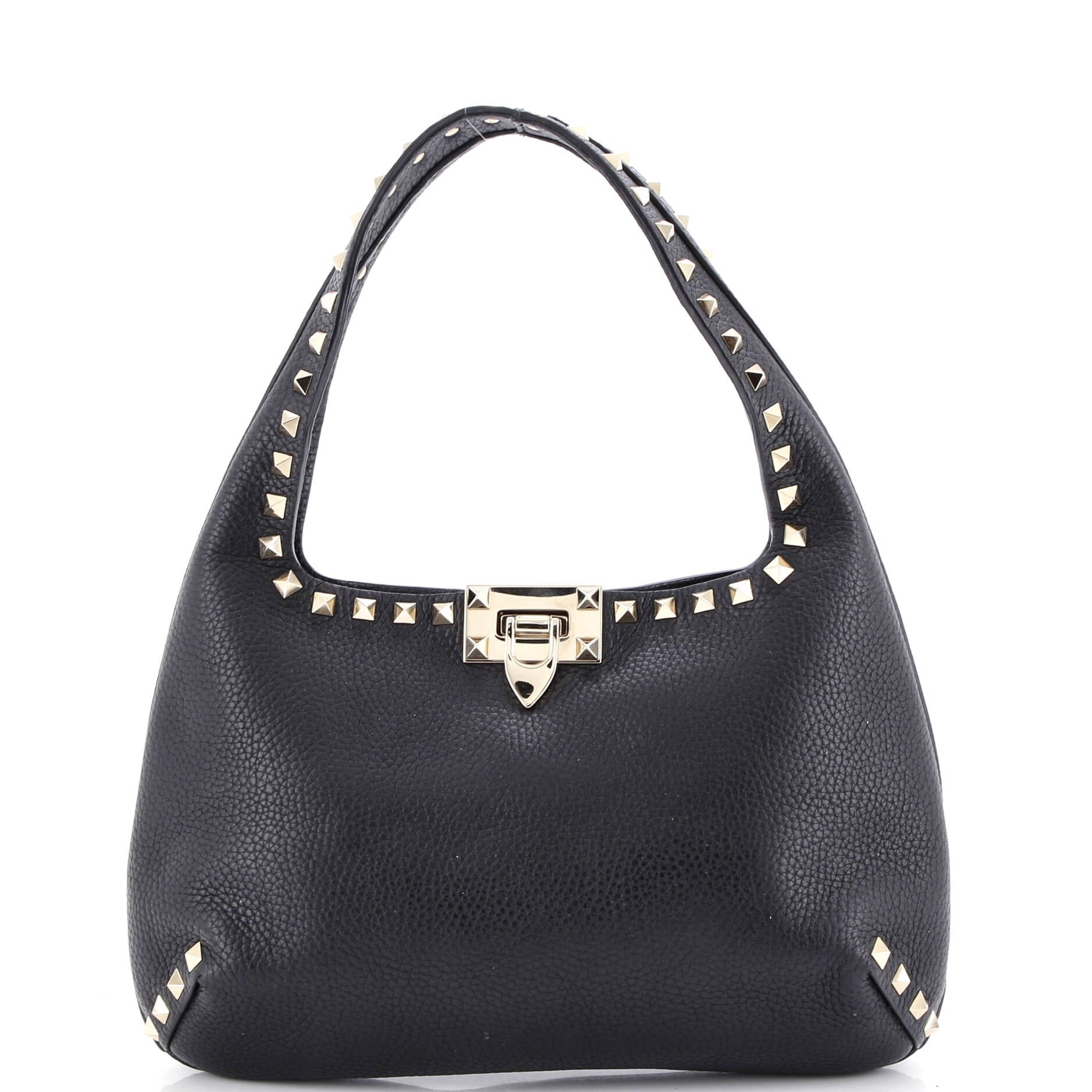 Valentino Garavani Rockstud Flip Lock Hobo Leather Small