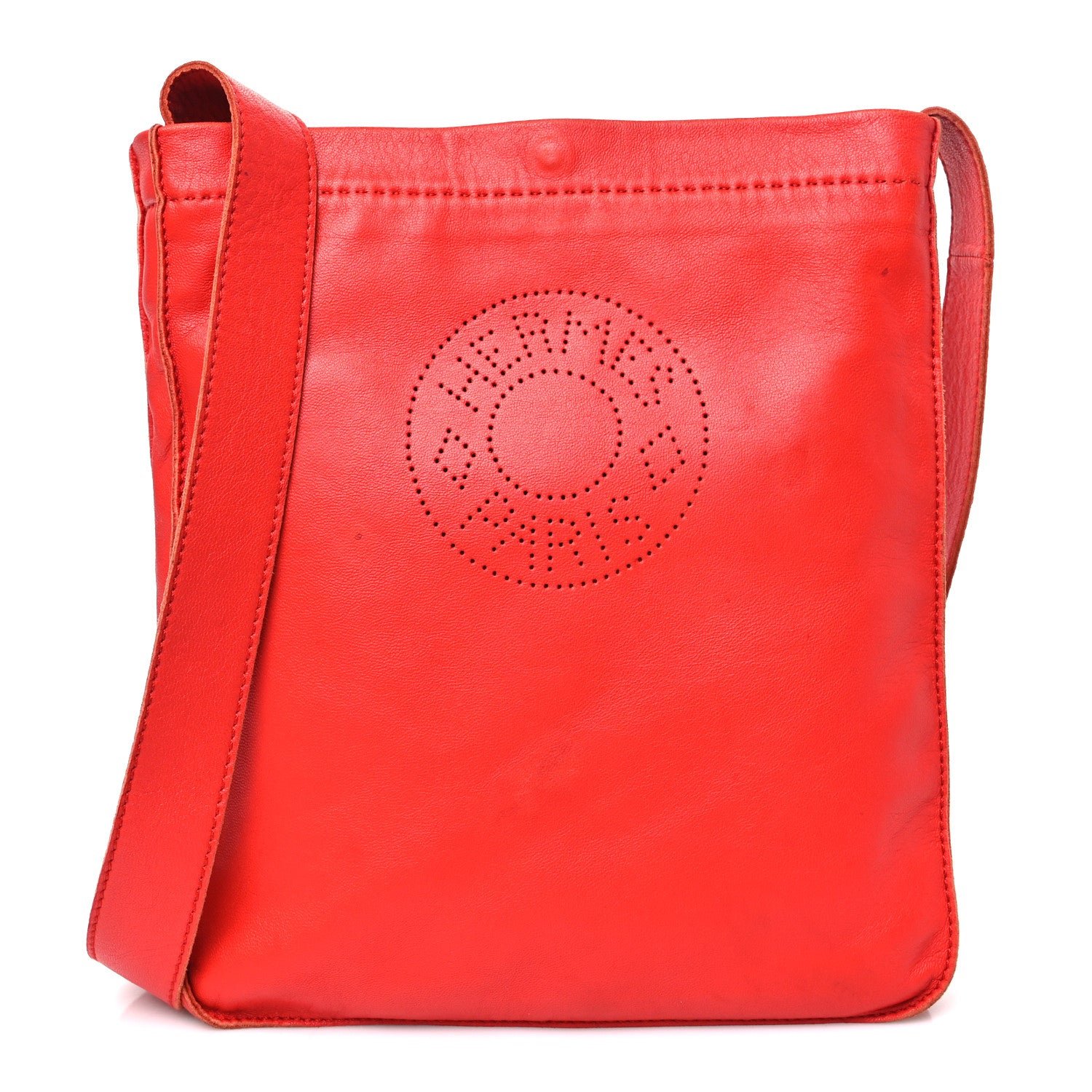 Hermes Lambskin Clou De Selle Pouch Rouge
