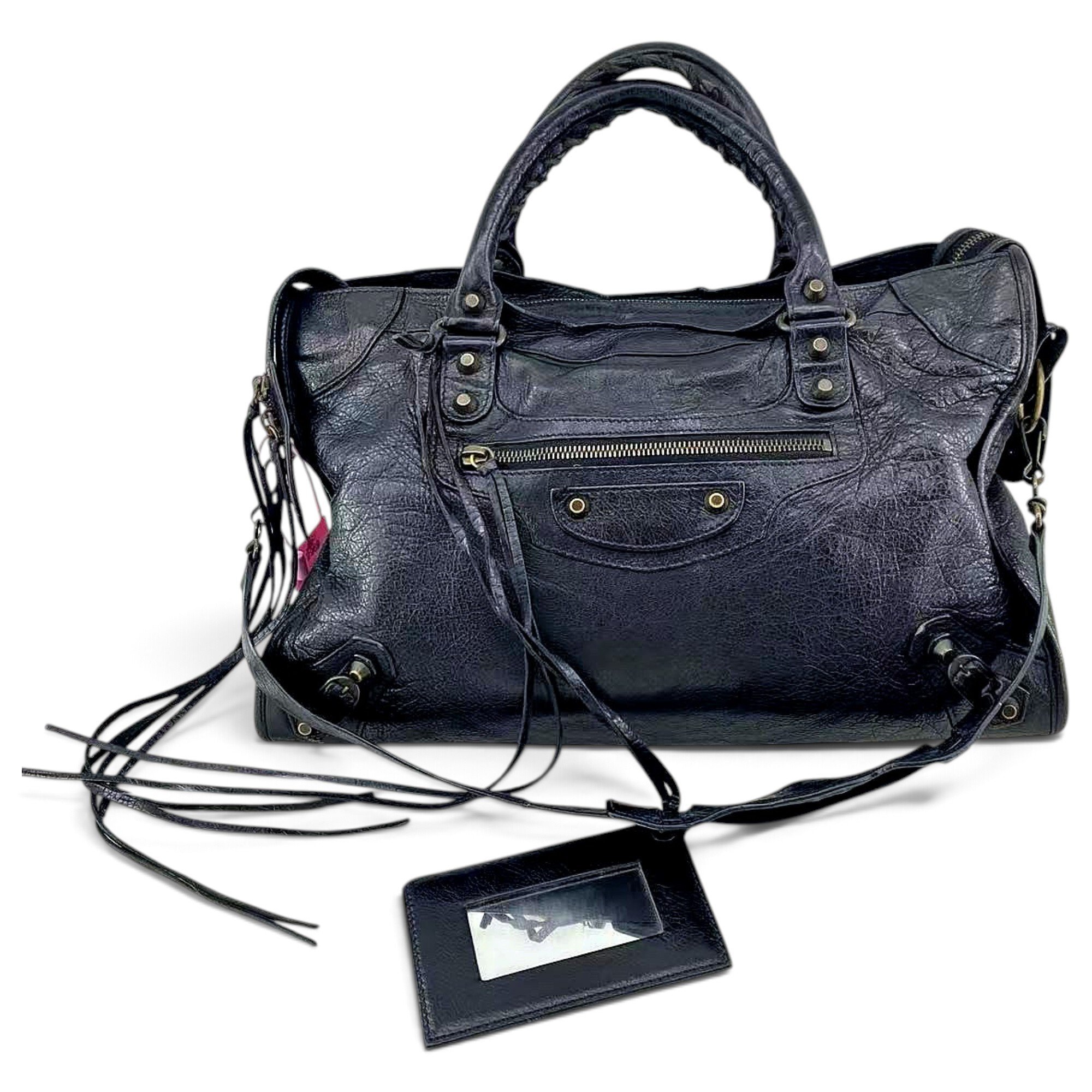 City leather handbag