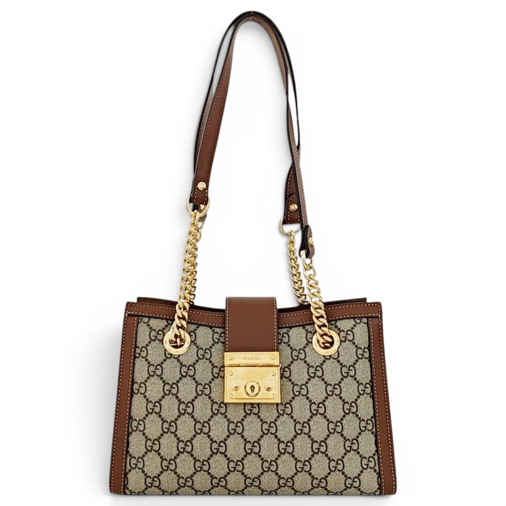 Padlock leather handbag