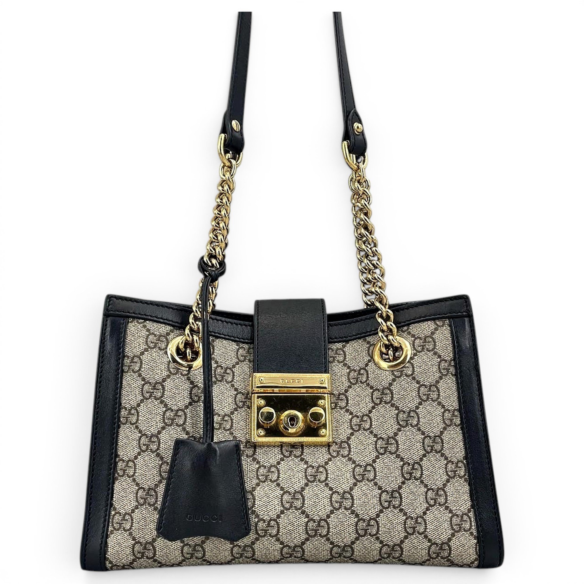Padlock leather tote