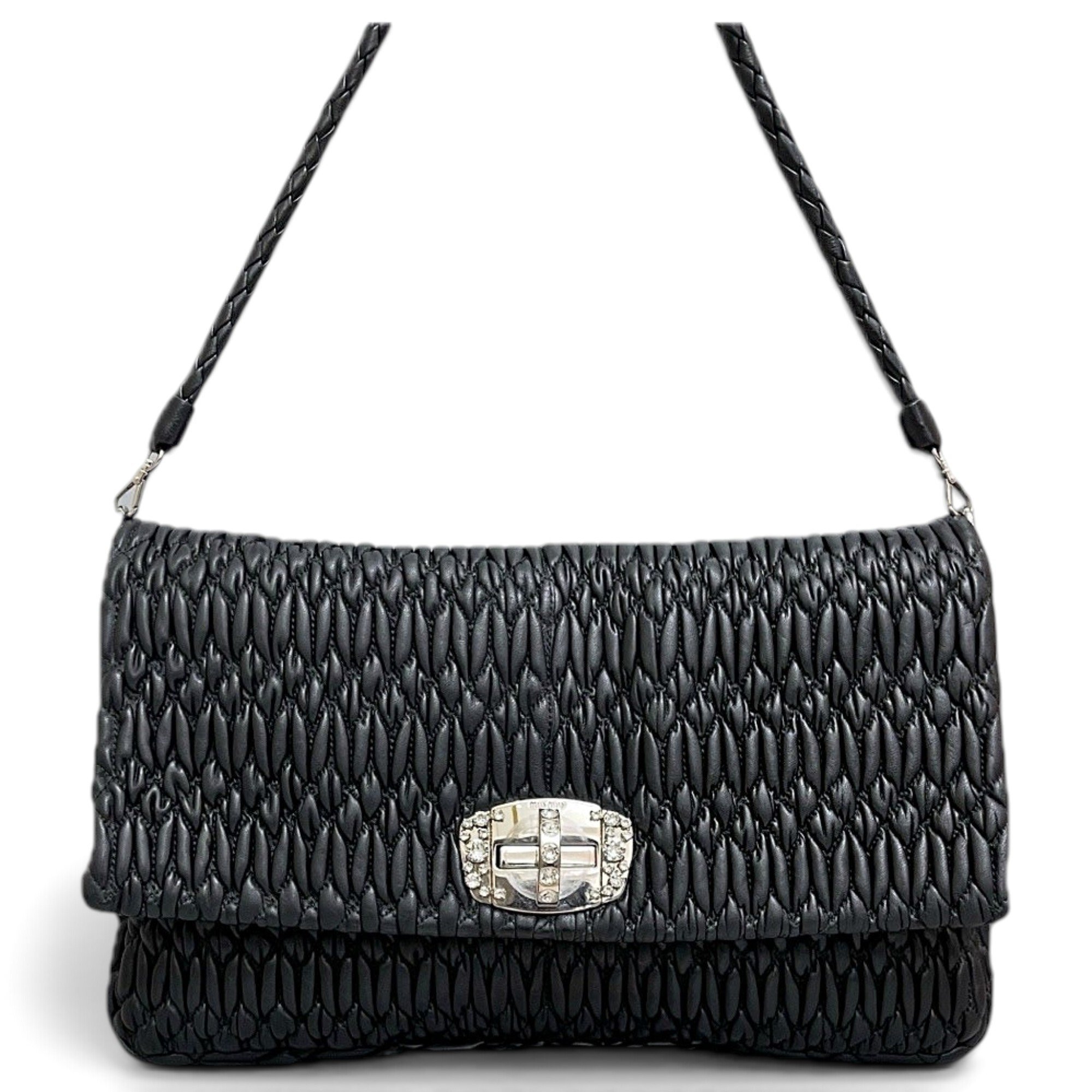 Miu Crystal leather handbag