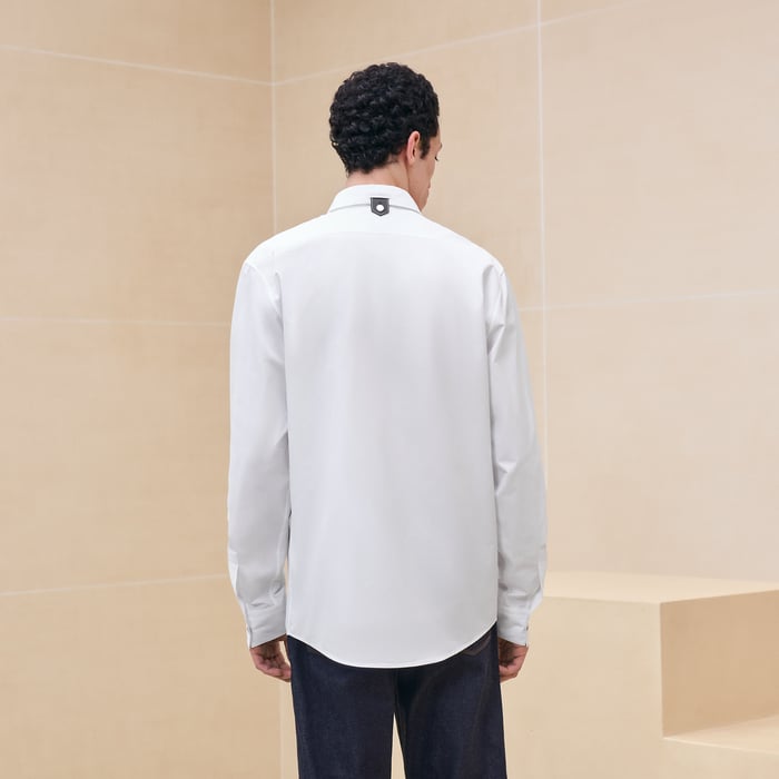 Blanc Sporty Fit Shirt With Leather Tab