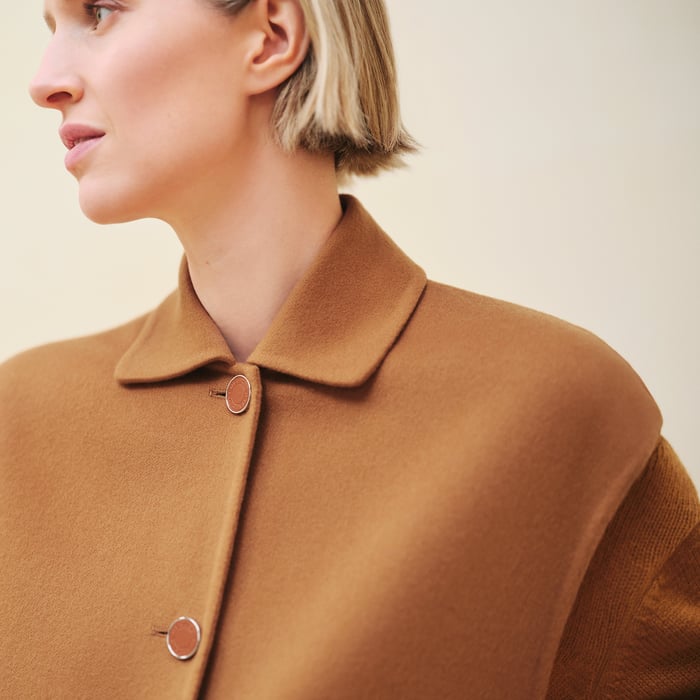 Marron Caramel Belted Cashmere Long Vest