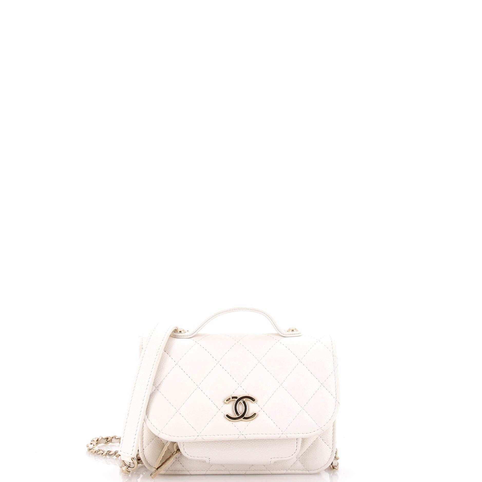 Business Affinity Flap Clutch with Chain Quilted Caviar