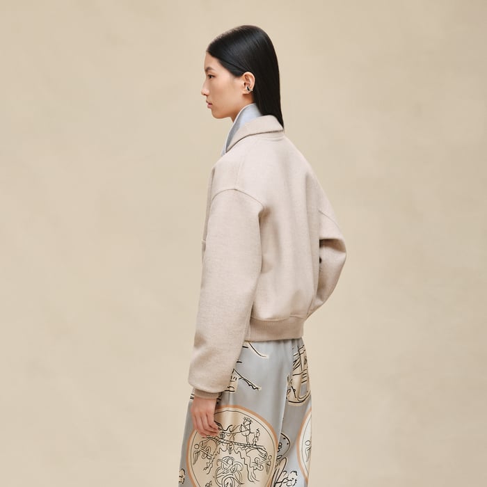 Beige Naturel Mixed Knit Jacket