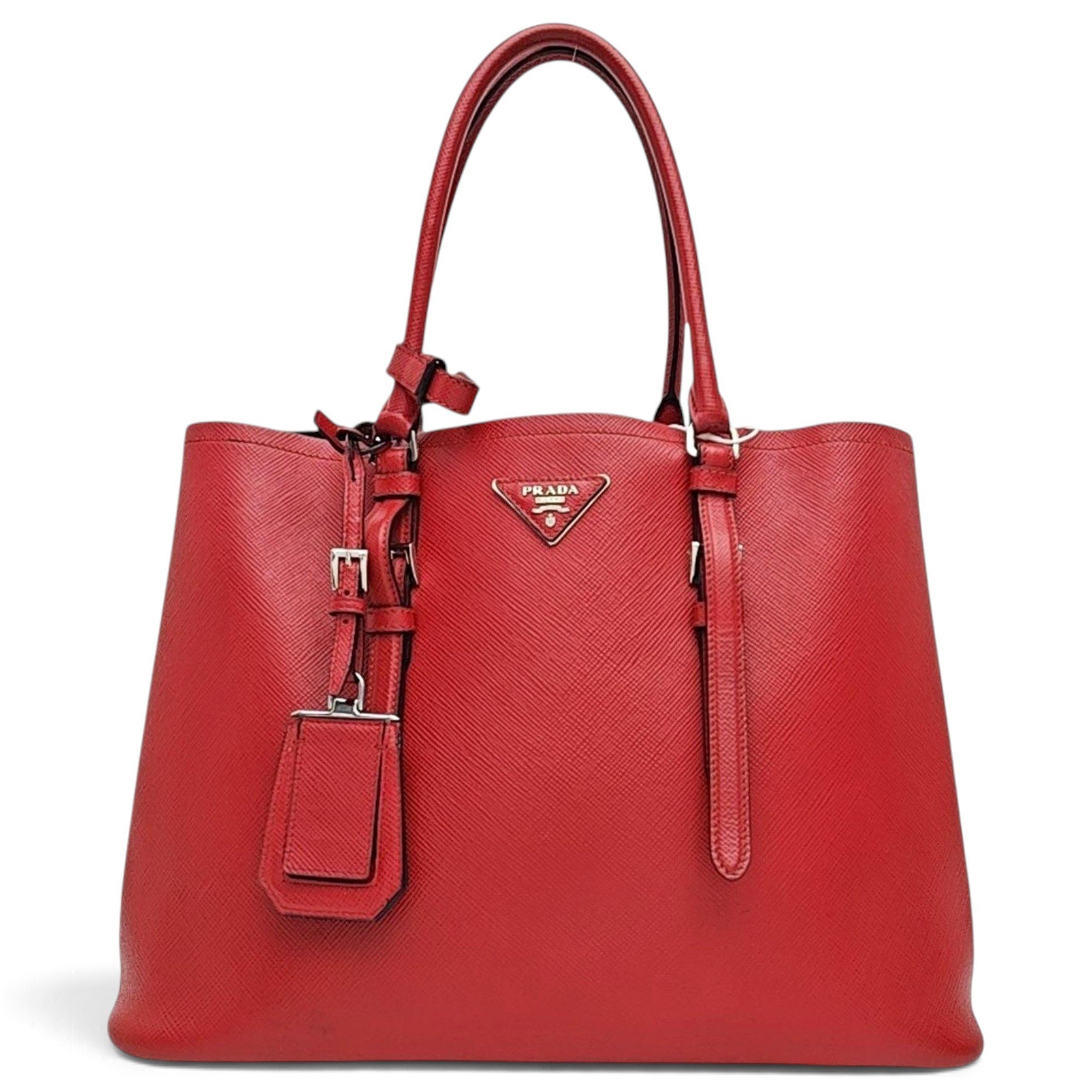Double leather handbag