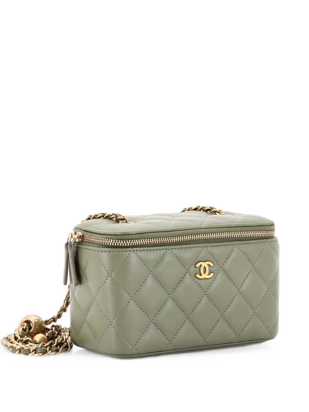 Pearl Crush Vanity Case with Chain Quilted Lambskin Small clutch bag