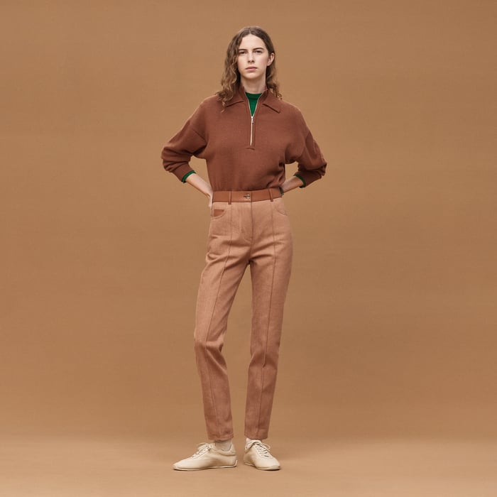 Marron Fauve High Collar Sweater