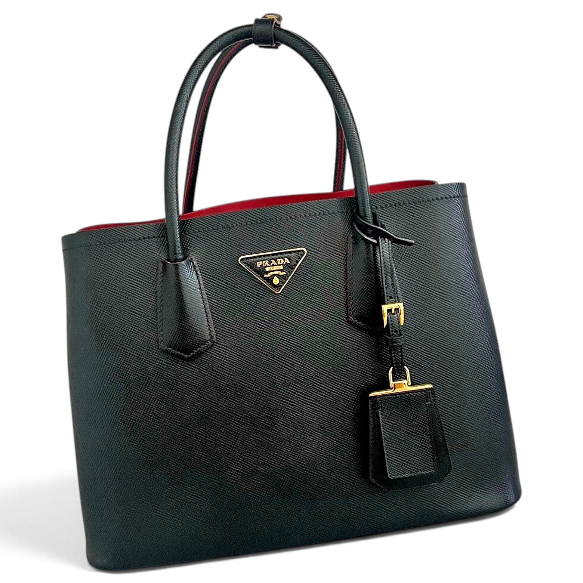 Double leather handbag