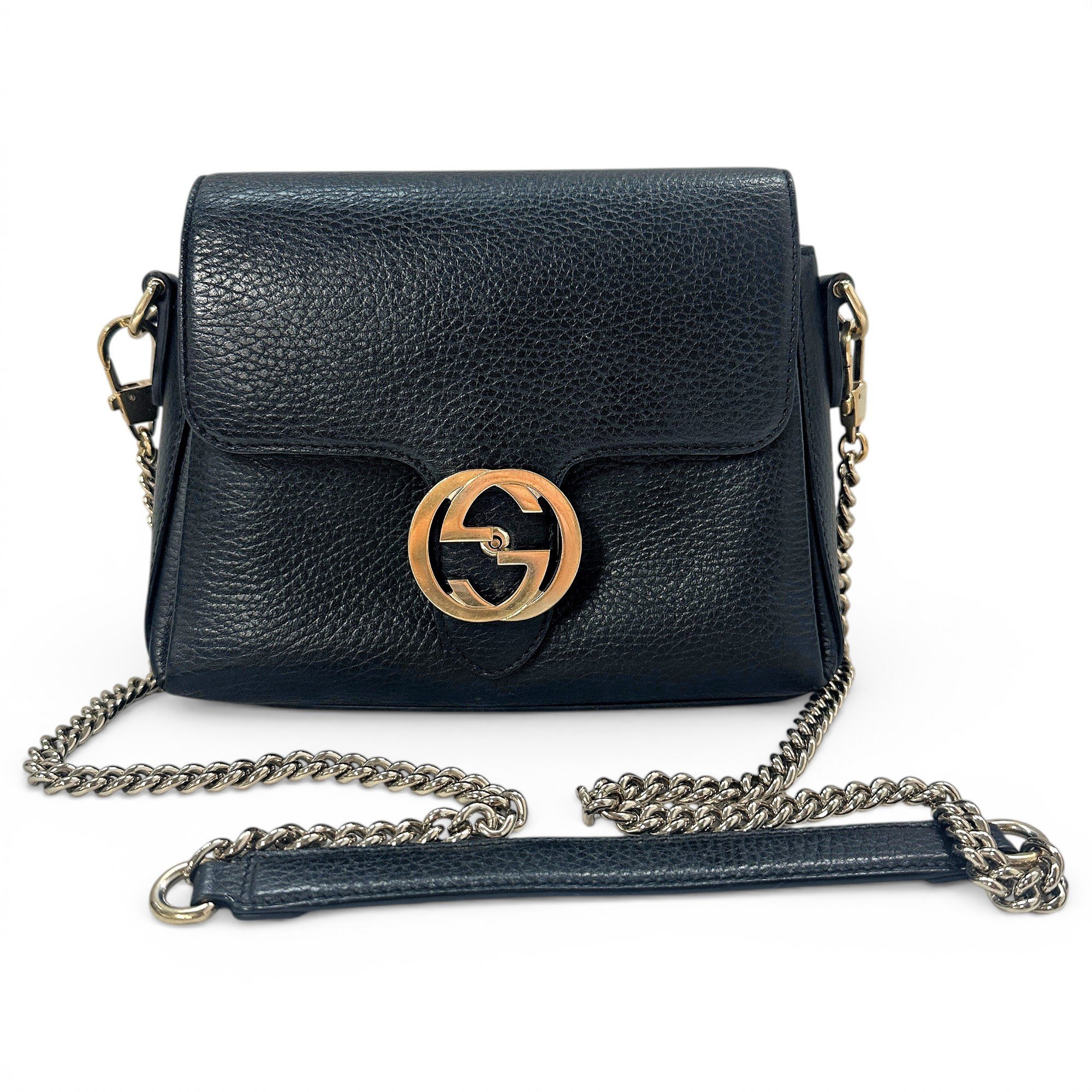 Interlocking leather handbag