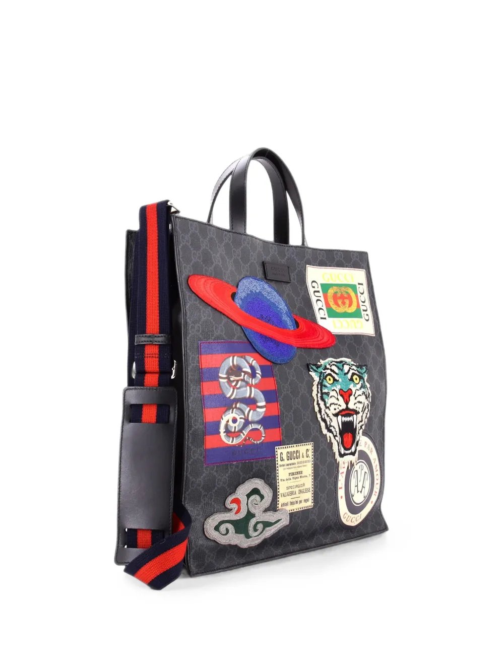 Courrier Convertible Soft Open GG Coated Canvas with Applique North South tote bag
