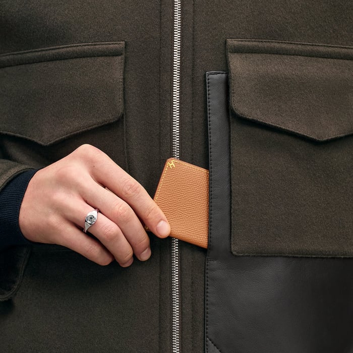 Taupe Cashmere Zipped Straight Cut Jacket With Leather Details